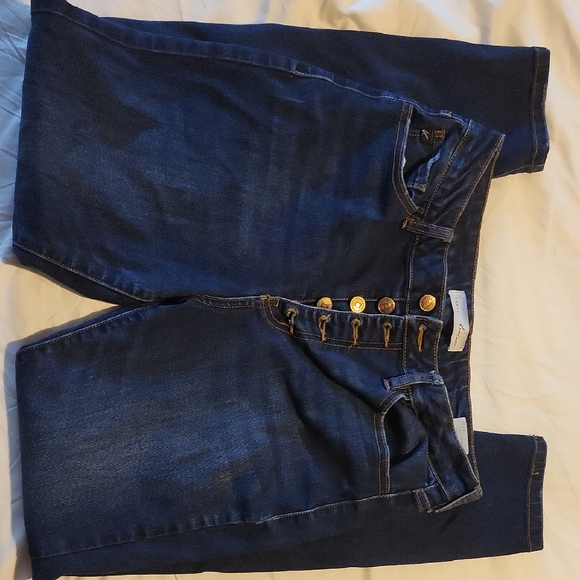KanCan High Rise Curvy Dark Blue Jeans with Button Detail - Picture 1 of 4